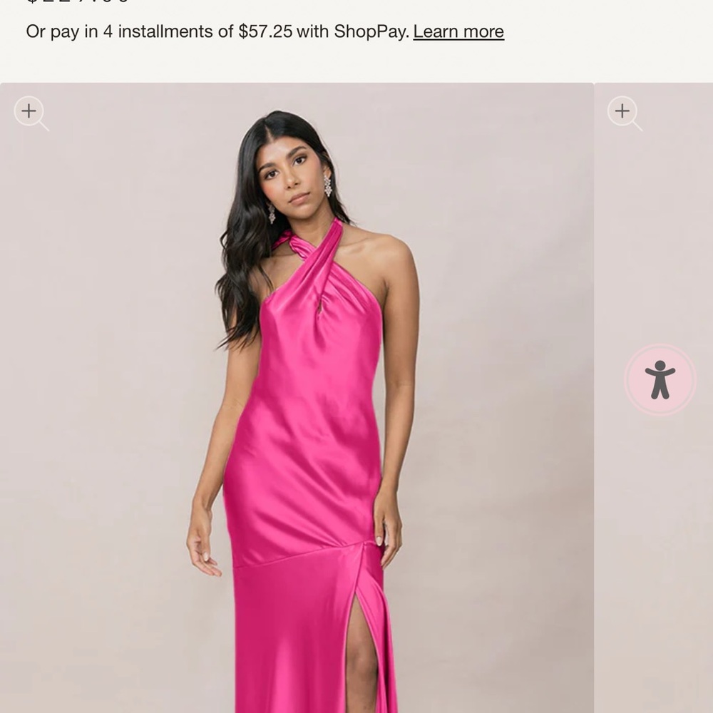 Revelry Bridesmaid dress- ATHENA SATIN- Malibu pink. NEVER WORN